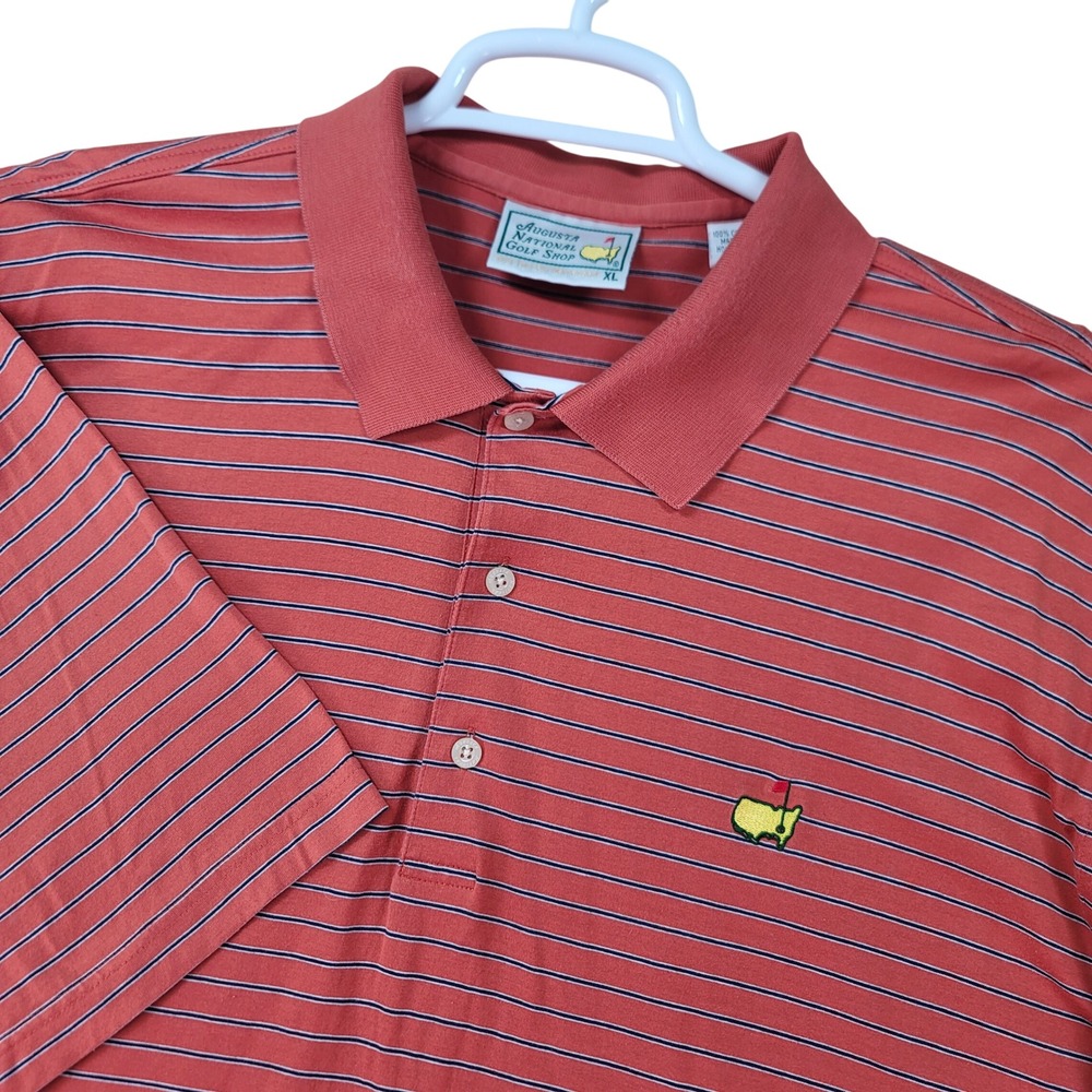 Vintage Masters Polo Shirt Mens XL Orange Striped Augusta National Golf Shop 90s
